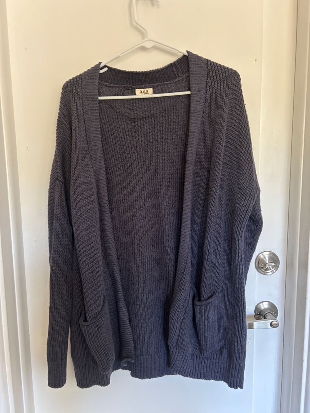a.n.a Ribbed Open-Front Cardigan - navy blue